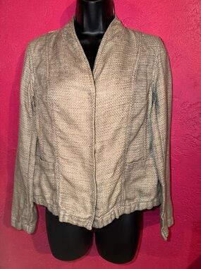 Eileen Fisher organic cotton linen Textured Jacket - Neutral Beige. Sz XS.